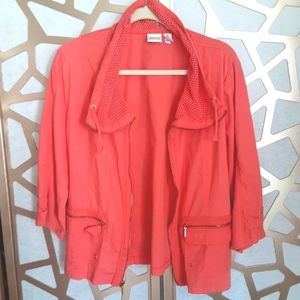 EUC ZENERGY BY CHICOS Coral lightweight Mesh zip jacket